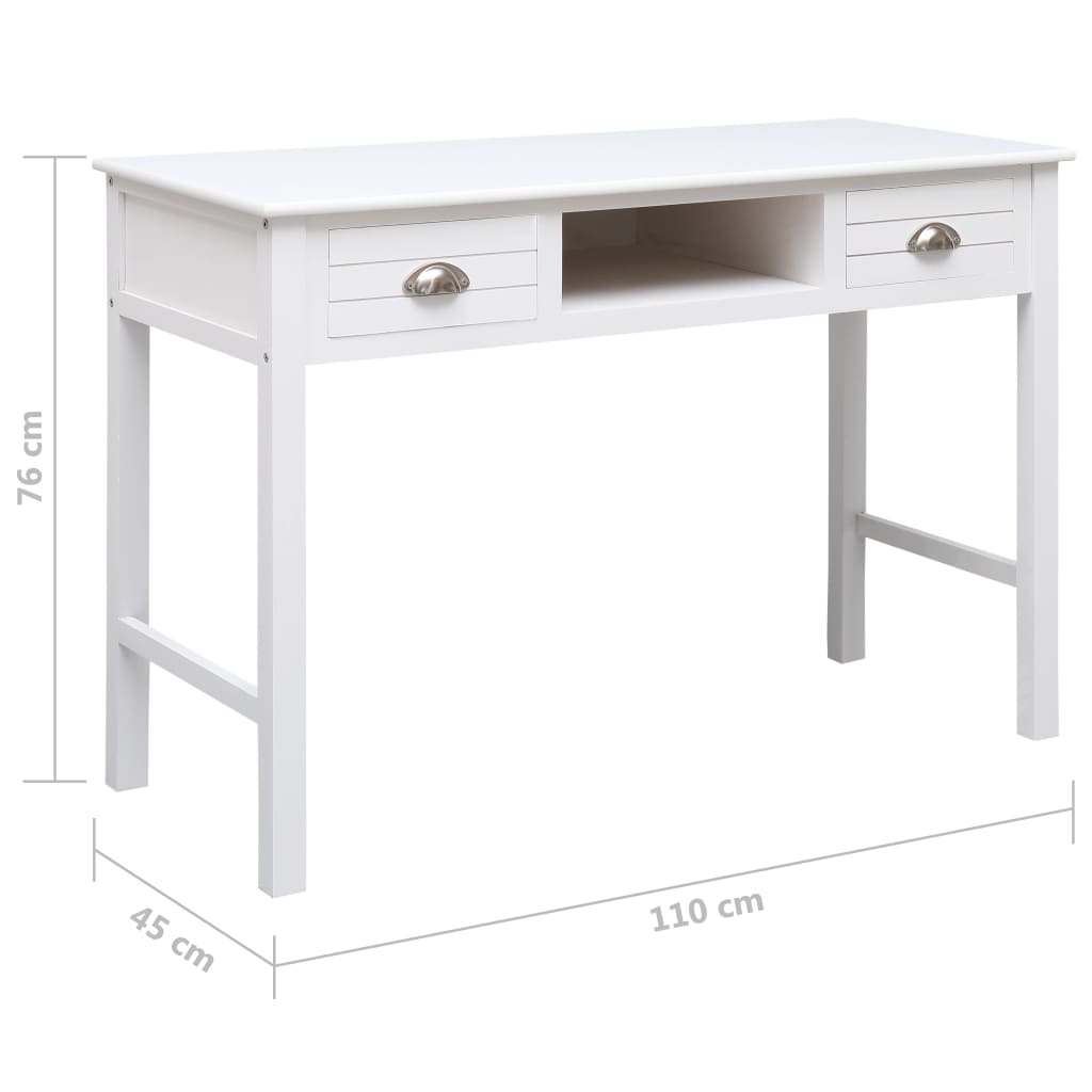 Kirjoituspöytä Valkoinen 110X45X76 Cm Puinen