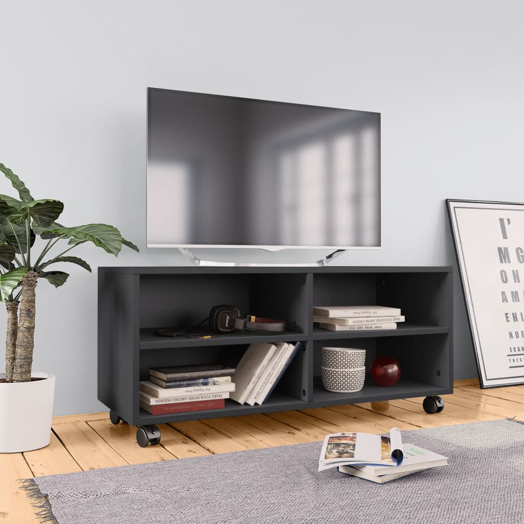 Tv-Taso Rullapyörillä 90X35X35 Cm Tekninen Puu