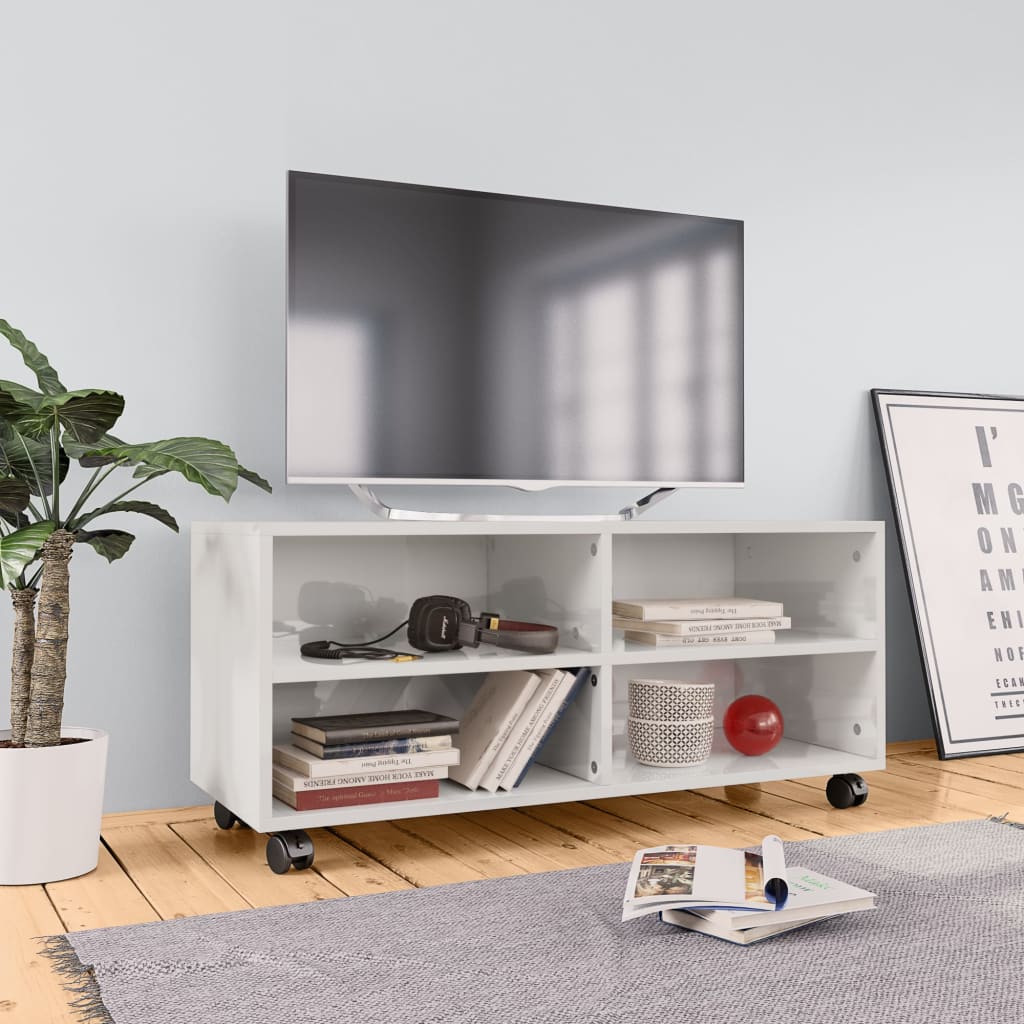 Tv-Taso Rullapyörillä 90X35X35 Cm Tekninen Puu