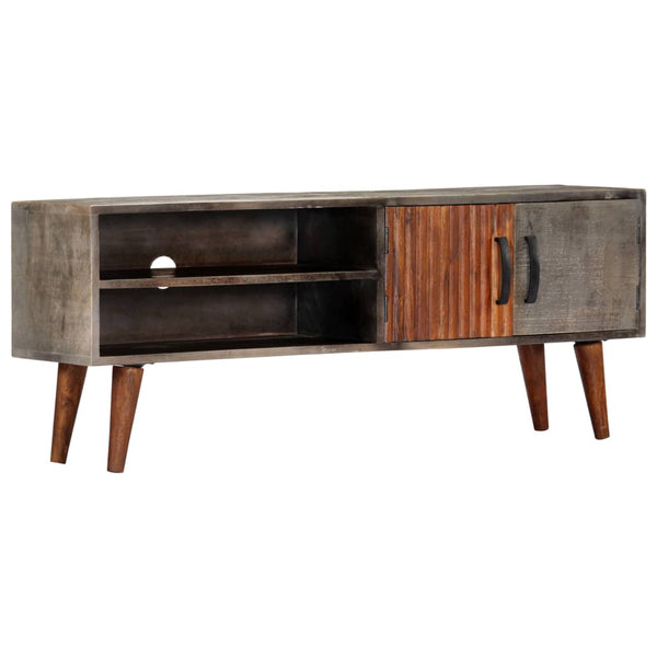 Tv-Taso Harmaa 130X30X46 Cm Täysi Karkea Mangopuu