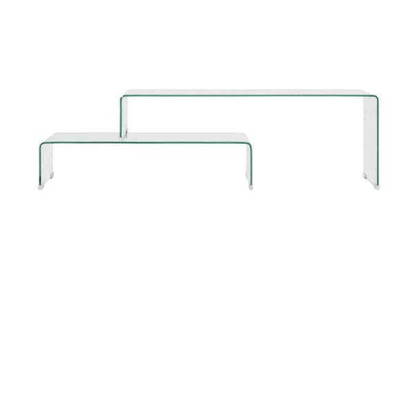 2-Osainen Sohvapöytäsarja 90X30X20/110X30X40 Cm Karkaistu Lasi