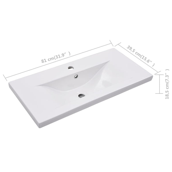 Sisäänrakennettu Pesuallas 81X39,5X18,5 Cm Keraaminen Valkoinen