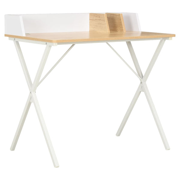 Työpöytä Valkoinen Ja Luonnollinen 80X50X84 Cm