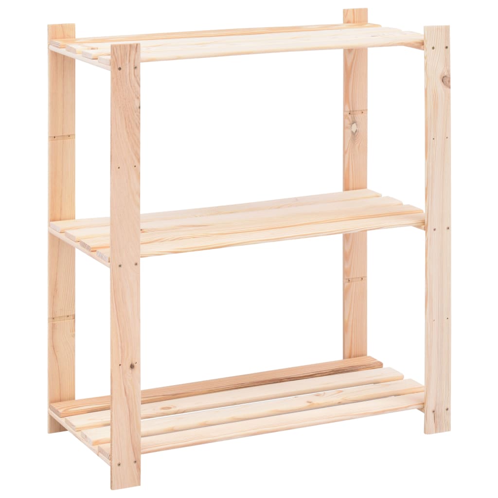 3-Kerroksinen Varastohylly 80X38X90 Cm Täysi Mänty 150 Kg