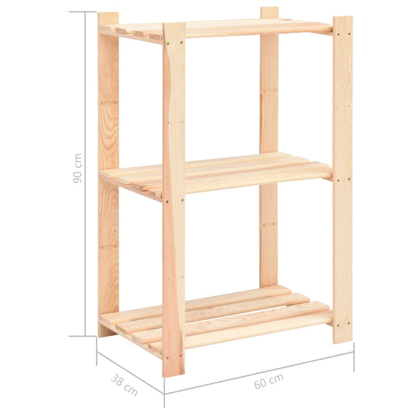 3-Kerroksinen Varastohylly 60X38X90 Cm Täysi Mänty 150 Kg