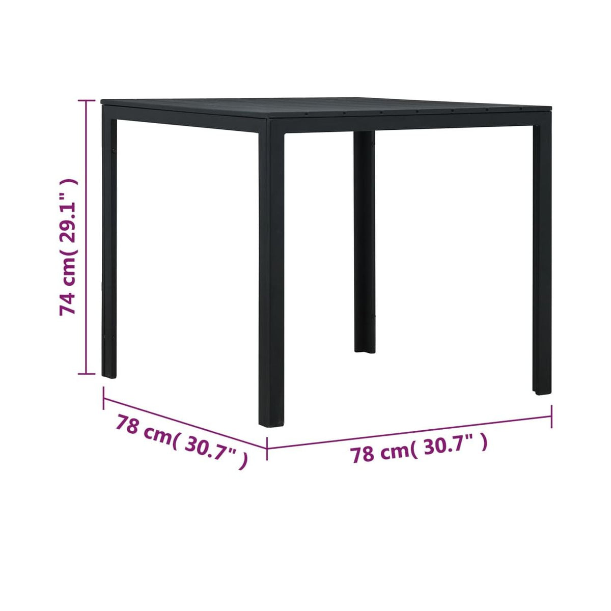 Sohvapöytä 78X78X74 Cm Hdpe Puutyyli