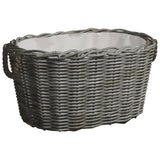 Polttopuukori Kantokahvoilla 59X42X28 Cm Harmaa Paju