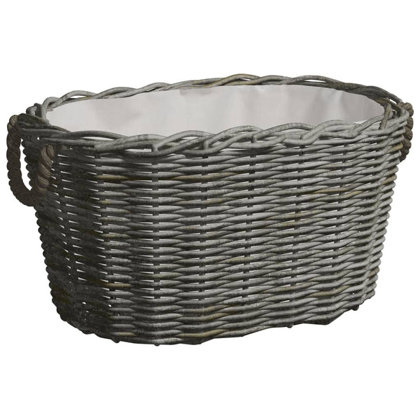 Polttopuukori Kantokahvoilla 59X42X28 Cm Harmaa Paju