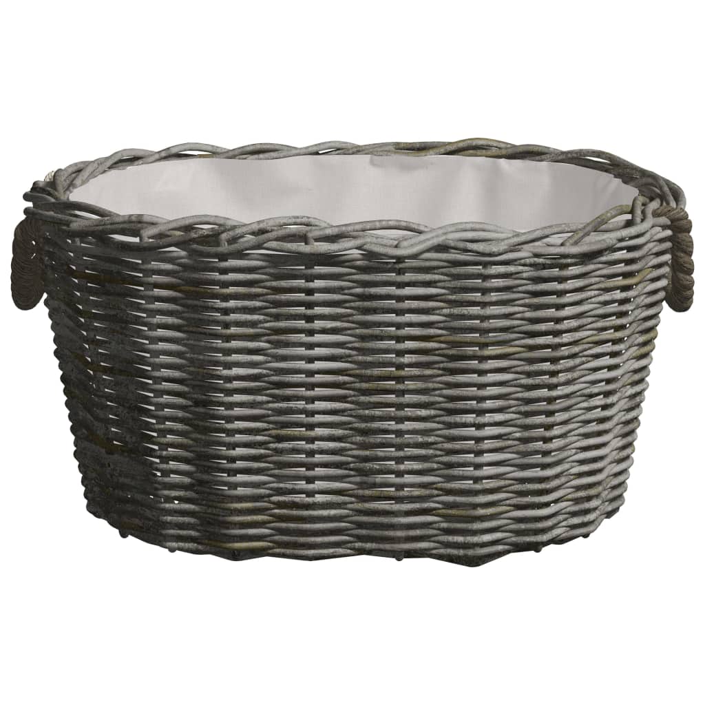 Polttopuukori Kantokahvoilla 59X42X28 Cm Harmaa Paju