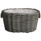 Polttopuukori Kantokahvoilla 59X42X28 Cm Harmaa Paju