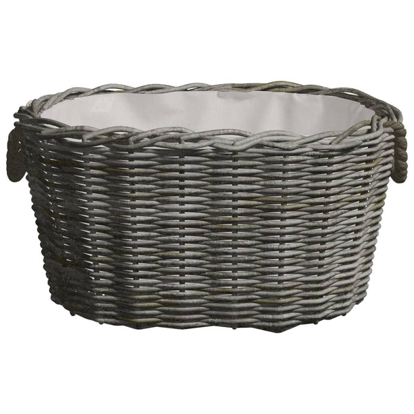 Polttopuukori Kantokahvoilla 59X42X28 Cm Harmaa Paju