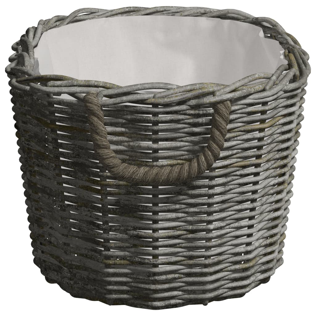 Polttopuukori Kantokahvoilla 59X42X28 Cm Harmaa Paju