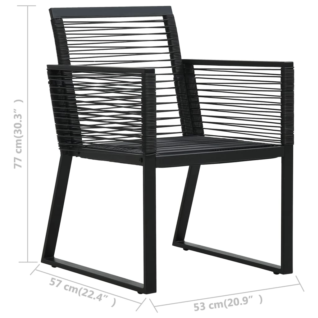 Puutarhatuolit 2 Kpl Musta Pvc Rottinki