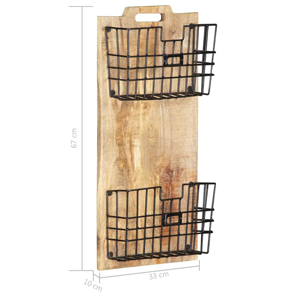 Seinään Kiinnitettävä Lehtiteline 33X10X67 Cm Täysi Mangopuu