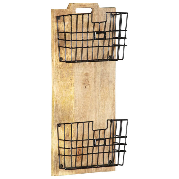 Seinään Kiinnitettävä Lehtiteline 33X10X67 Cm Täysi Mangopuu