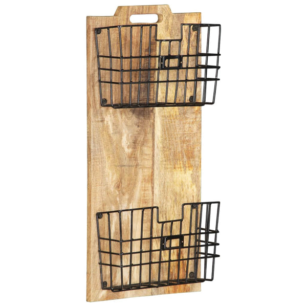 Seinään Kiinnitettävä Lehtiteline 33X10X67 Cm Täysi Mangopuu