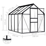 Kasvihuone Alumiinirungolla Antrasiitti 4,75 M²