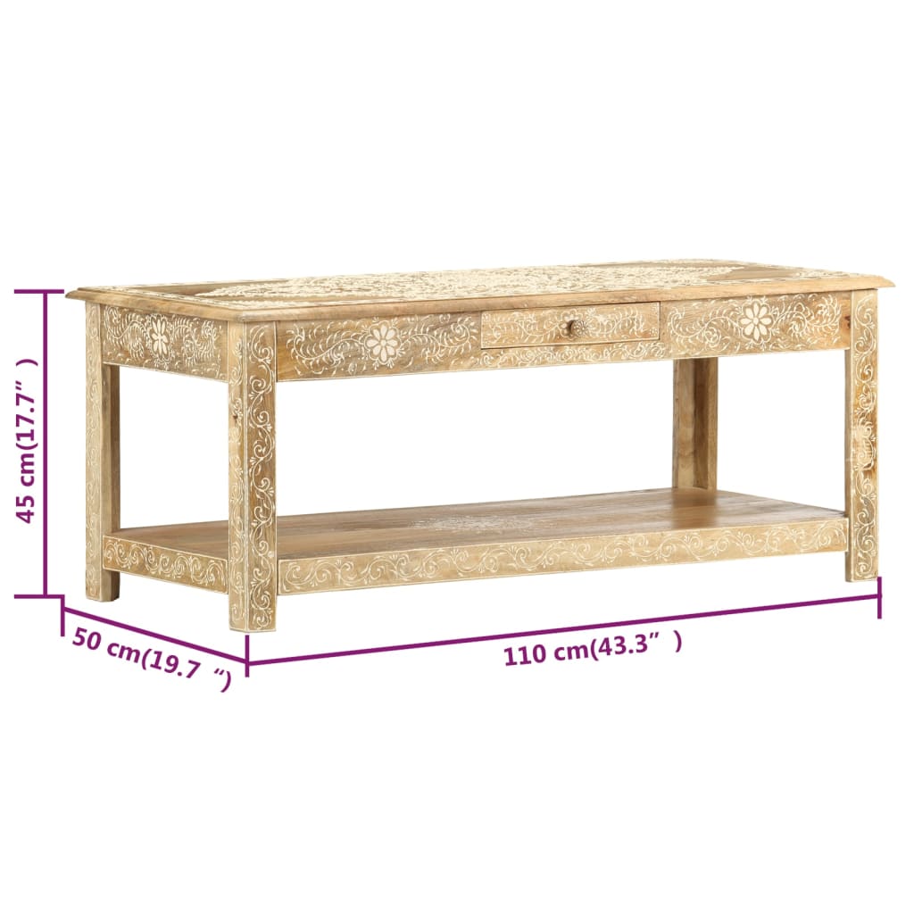 Sohvapöytä 110X50X45 Cm Käsin Maalattu Täysi Mangopuu