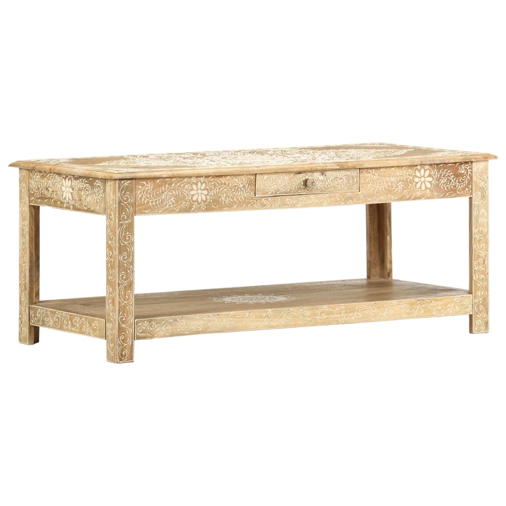 Sohvapöytä 110X50X45 Cm Käsin Maalattu Täysi Mangopuu