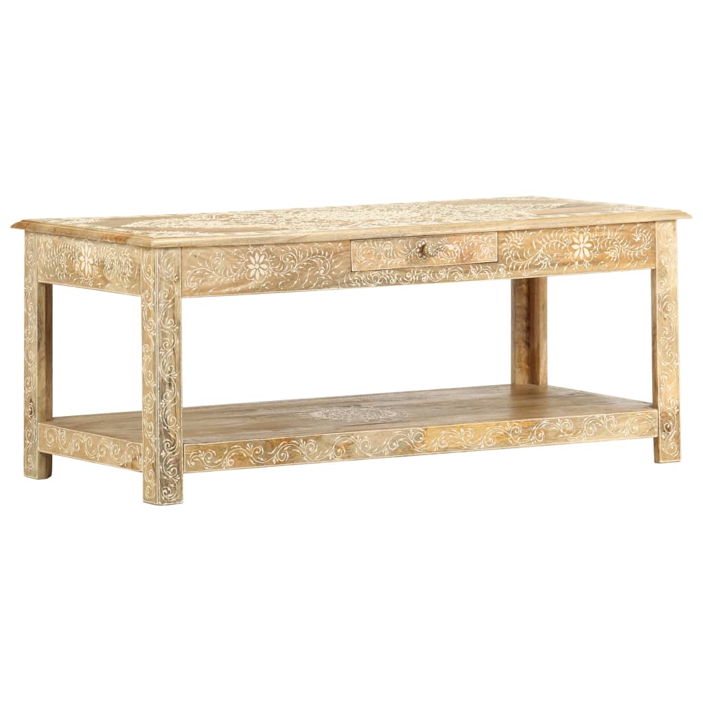 Sohvapöytä 110X50X45 Cm Käsin Maalattu Täysi Mangopuu