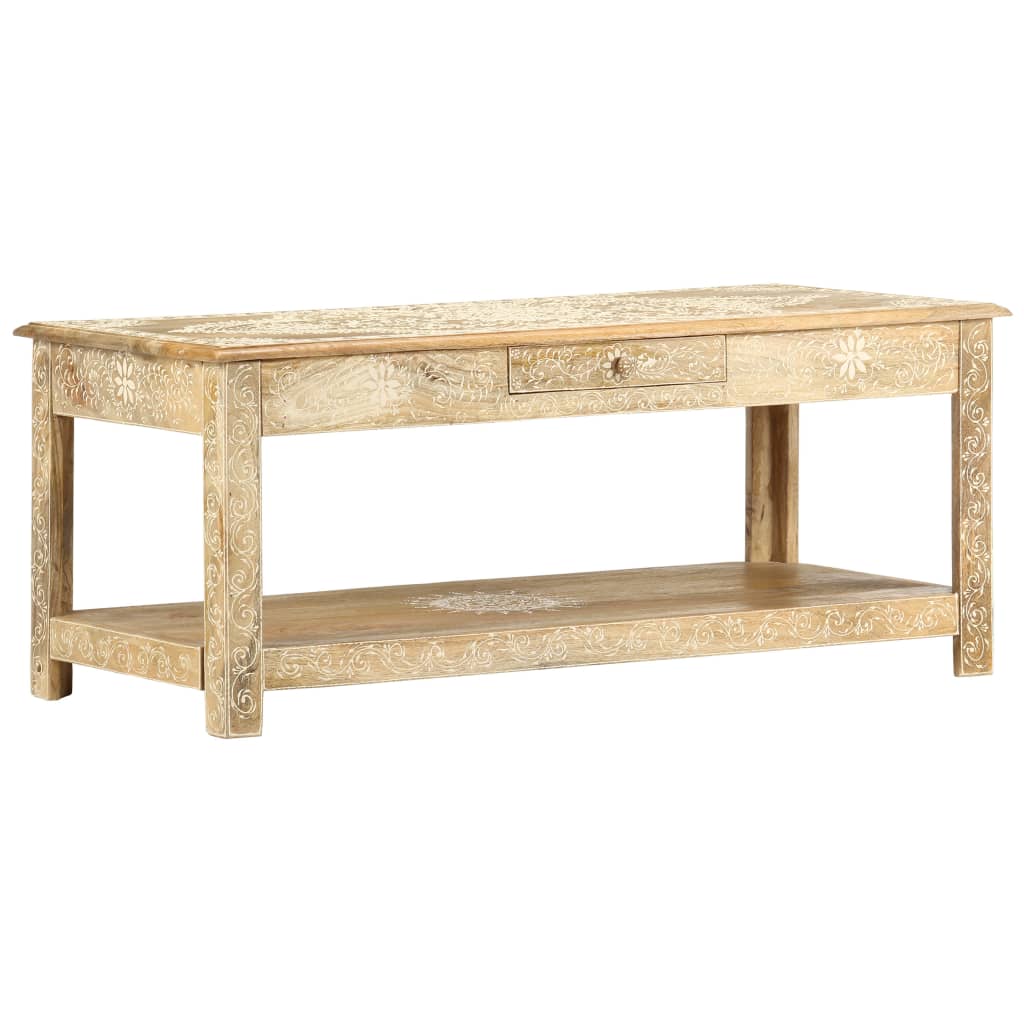 Sohvapöytä 110X50X45 Cm Käsin Maalattu Täysi Mangopuu