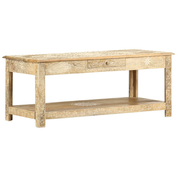 Sohvapöytä 110X50X45 Cm Käsin Maalattu Täysi Mangopuu
