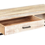Sohvapöytä Valkoinen 117X50X30 Cm Täysi Akasiapuu