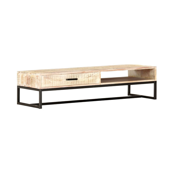 Sohvapöytä Valkoinen 117X50X30 Cm Täysi Akasiapuu