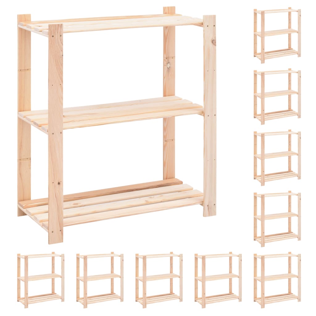 3-Kerroksinen Varastohylly 80X38X90 Cm Täysi Mänty 150 Kg