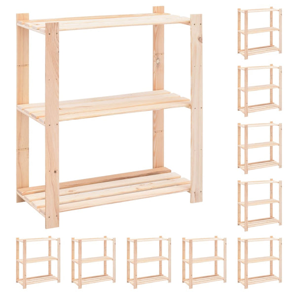 3-Kerroksinen Varastohylly 80X38X90 Cm Täysi Mänty 150 Kg