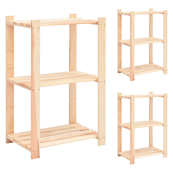 3-Kerroksinen Varastohylly 60X38X90 Cm Täysi Mänty 150 Kg