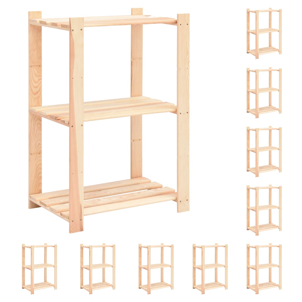 3-Kerroksinen Varastohylly 60X38X90 Cm Täysi Mänty 150 Kg