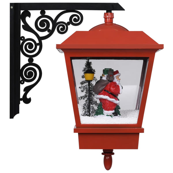 Seinävalaisin Led-Valoilla Ja Joulupukilla Punainen 40X27X45 Cm