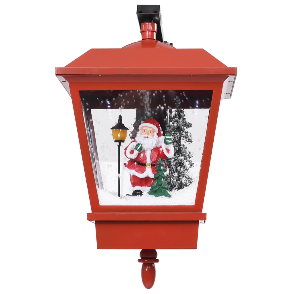 Seinävalaisin Led-Valoilla Ja Joulupukilla Punainen 40X27X45 Cm