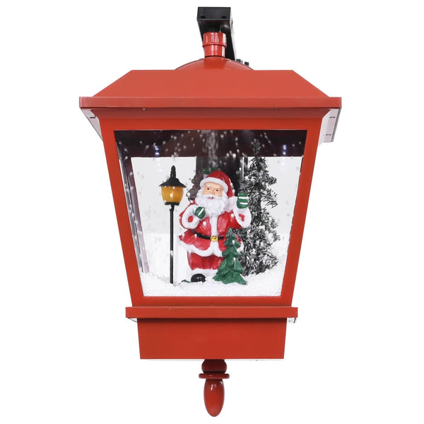 Seinävalaisin Led-Valoilla Ja Joulupukilla Punainen 40X27X45 Cm