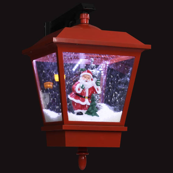 Seinävalaisin Led-Valoilla Ja Joulupukilla Punainen 40X27X45 Cm
