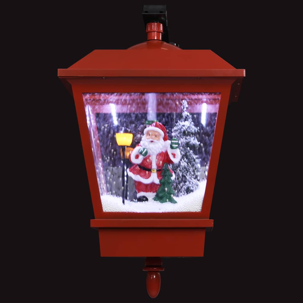 Seinävalaisin Led-Valoilla Ja Joulupukilla Punainen 40X27X45 Cm