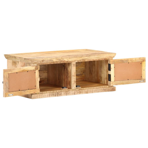 Sohvapöytä 90X50X35 Cm Täysi Mangopuu Ja Luonnonruoko
