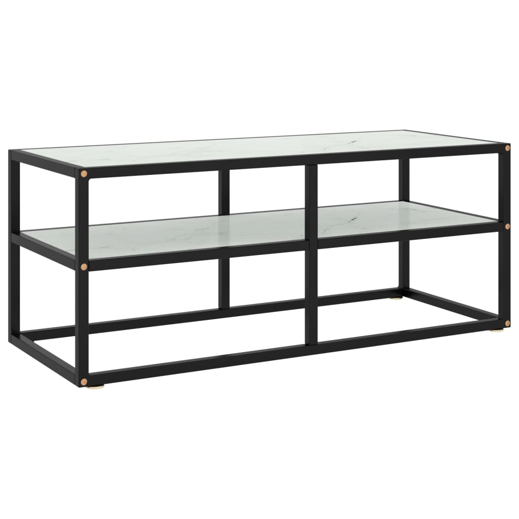 Tv-Taso Musta Mustalla Marmorilasilla 100X40X40 Cm