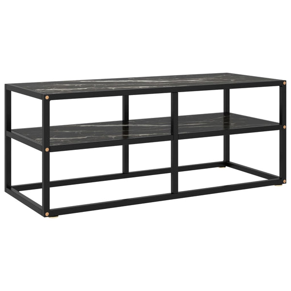 Tv-Taso Musta Mustalla Marmorilasilla 100X40X40 Cm