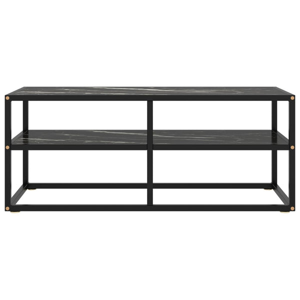 Tv-Taso Musta Mustalla Marmorilasilla 100X40X40 Cm