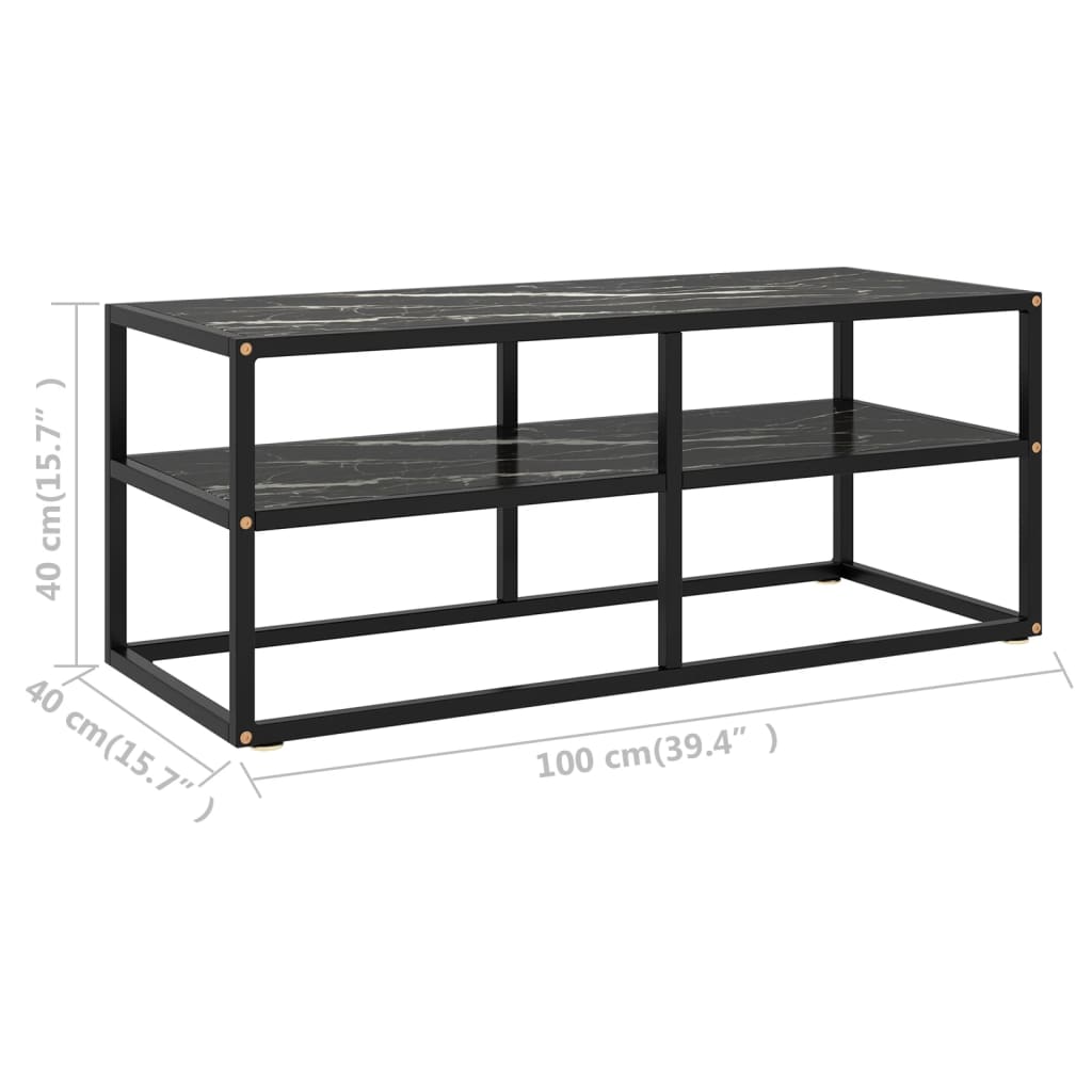 Tv-Taso Musta Mustalla Marmorilasilla 100X40X40 Cm