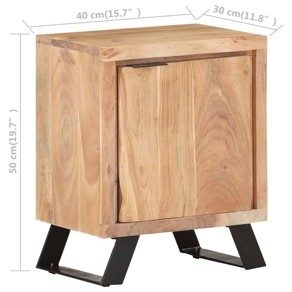 Yöpöytä 40X30X50 Cm Täysi Akaasiapuu Luonnolliset Puureunat