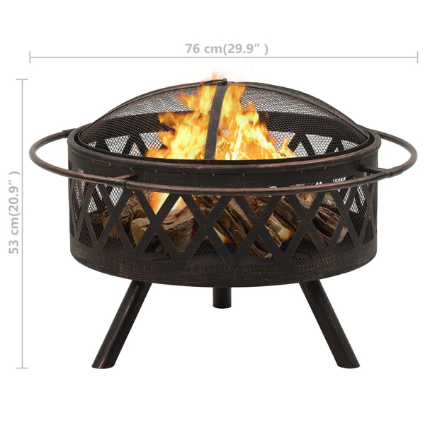 Rustiikkinen Tulimalja Ja Hiilihanko 76 Cm Xxl Teräs