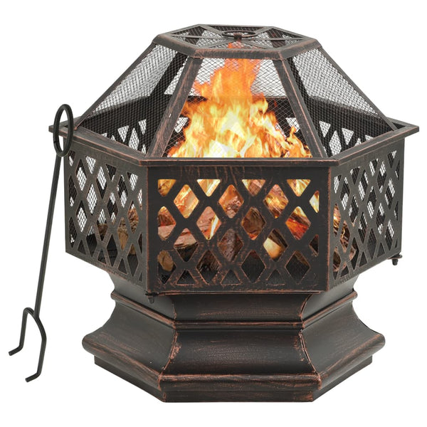 Rustiikkinen Tulimalja Ja Hiilihanko 62X54X56 Cm Xxl Teräs