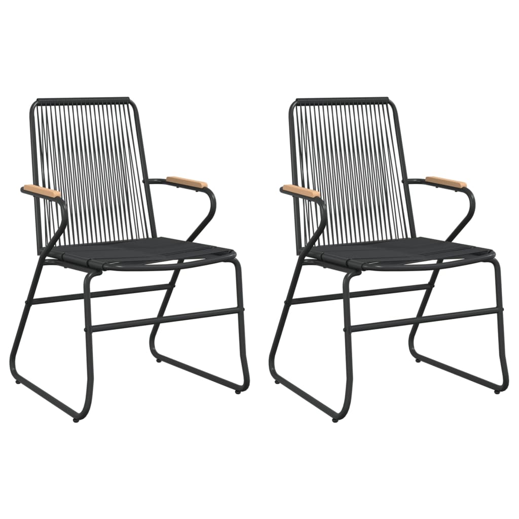 Puutarhatuolit 2 Kpl Musta 58X59X85,5 Cm Pvc Rottinki