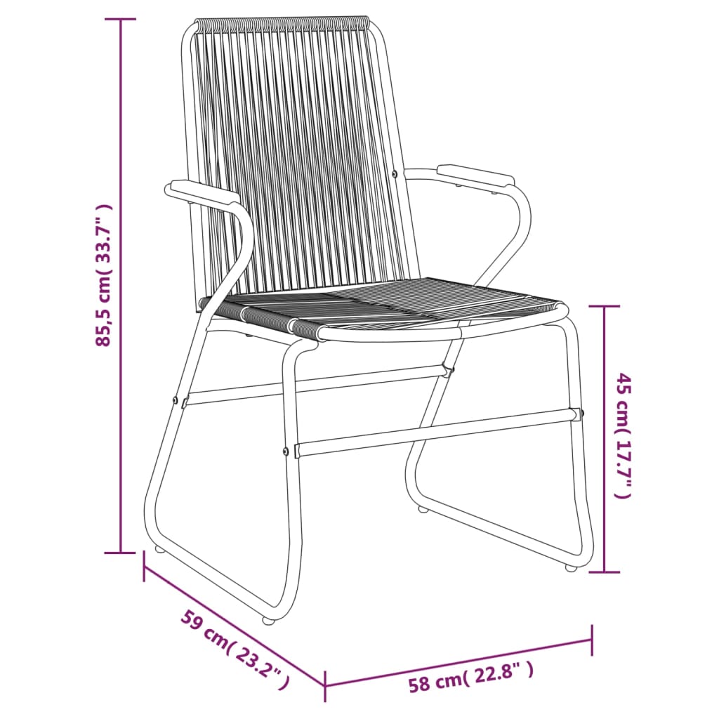 Puutarhatuolit 2 Kpl Musta 58X59X85,5 Cm Pvc Rottinki