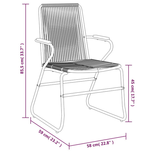 Puutarhatuolit 2 Kpl Musta 58X59X85,5 Cm Pvc Rottinki