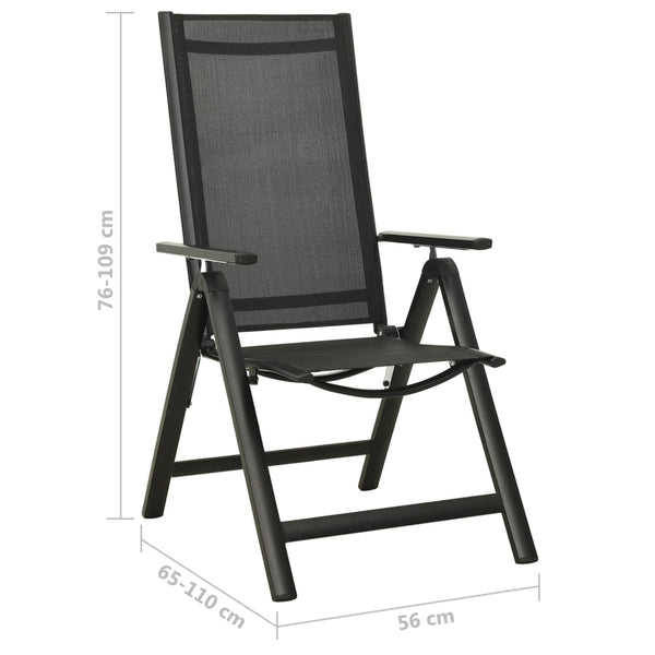 Taitettavat Puutarhatuolit 2 Kpl Textilene Ja Alumiini Musta