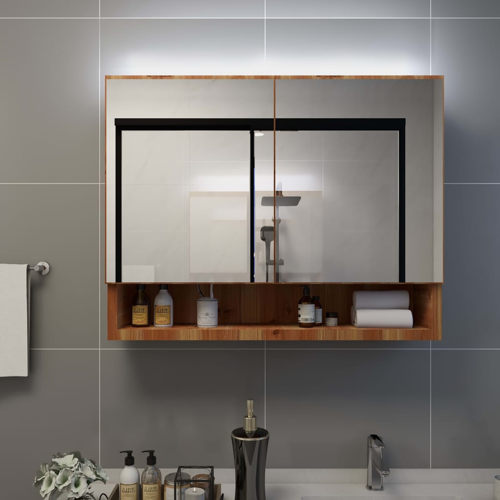 Led Kylpyhuoneen Peilikaappi 80X15X60 Cm Mdf
